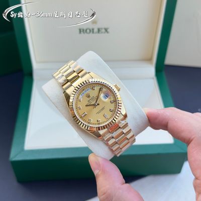 ROLEX Day-date 904L Steel 2836 Automatic Movement 41mm 36mm Gold Watch